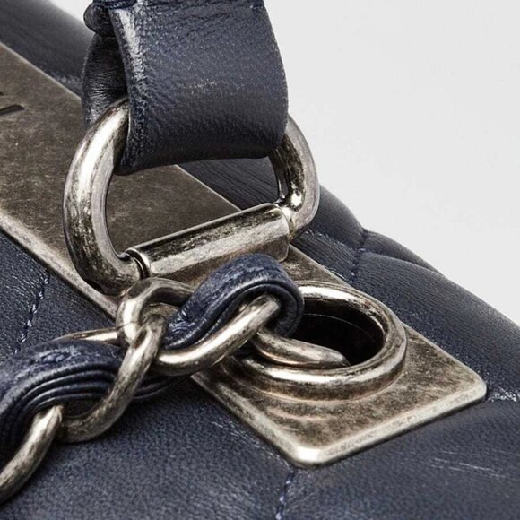 Chanel Navy Blue Quilted Lambskin Leather Large Trendy Bag - Picture 5 of 11